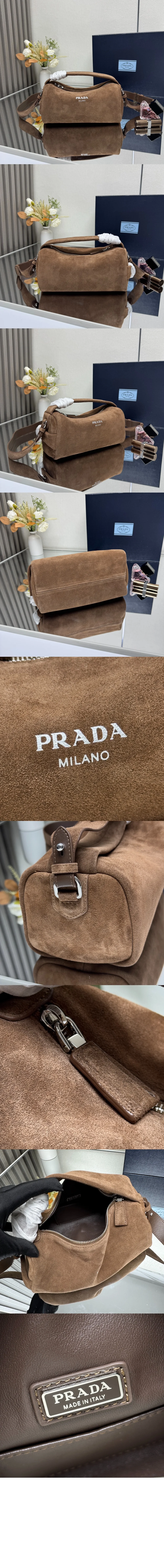 스웨이드 가죽 숄더백 (24cm X 11cm X 11cm) 상세