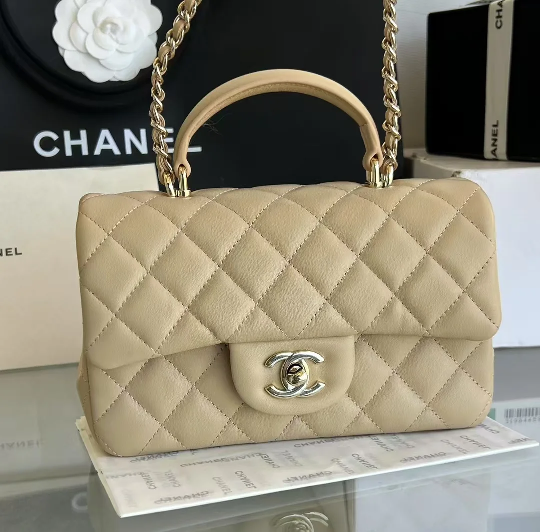 뉴미니 탑핸들 램스킨 베이지