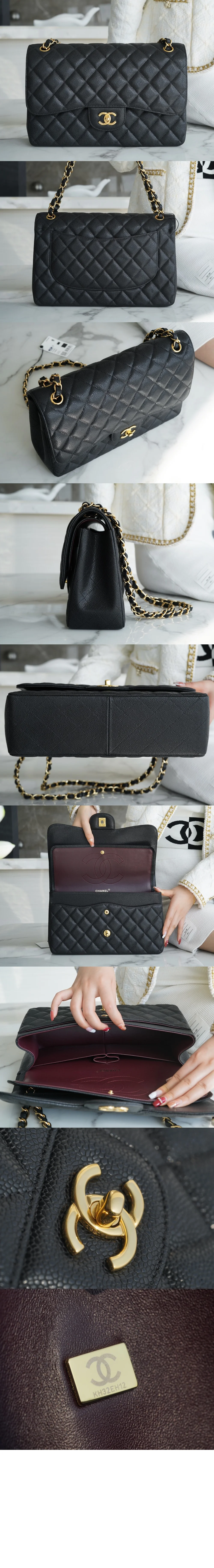 클래식 캐비어 금장 라지 (30cm X 19.5cm X 10cm) 상세