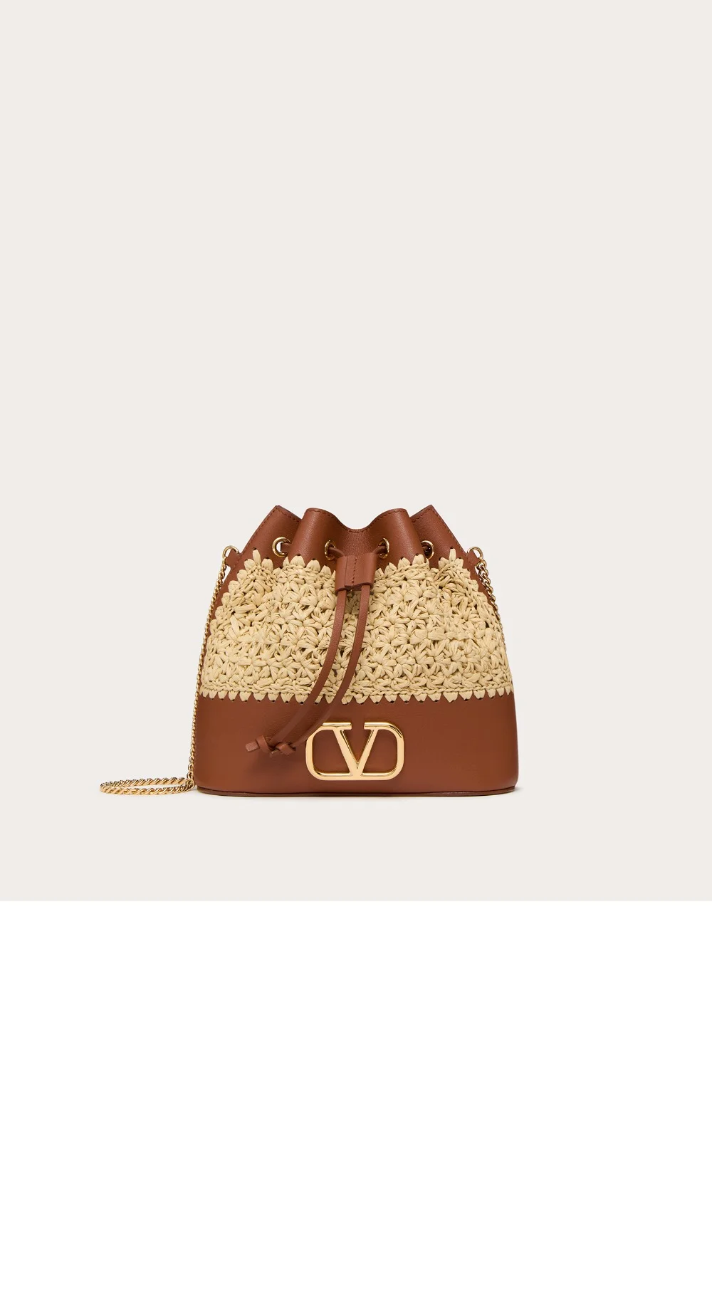 VLOGO SIGNATURE 라피아 미니 버킷백 (20cm X 17cm X 8.5cm) 상세