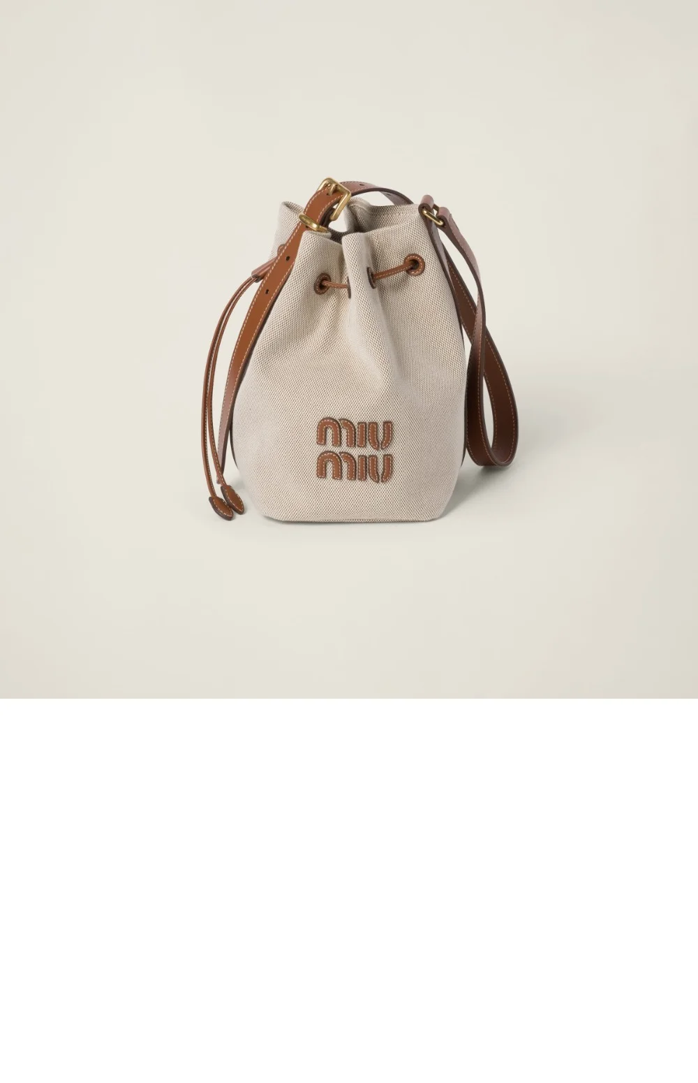 캔버스 및 가죽 버킷 미듐백 (16cm X 22.5cm X 14cm) 상세