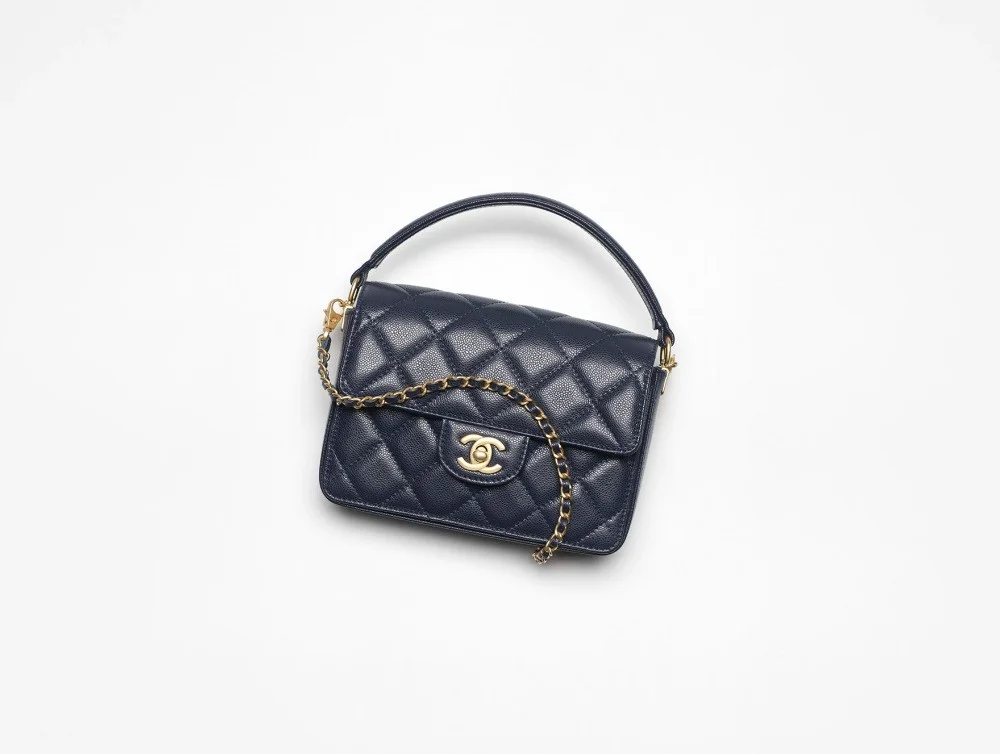 핸들 장식의 미니 플랩백 (3color)