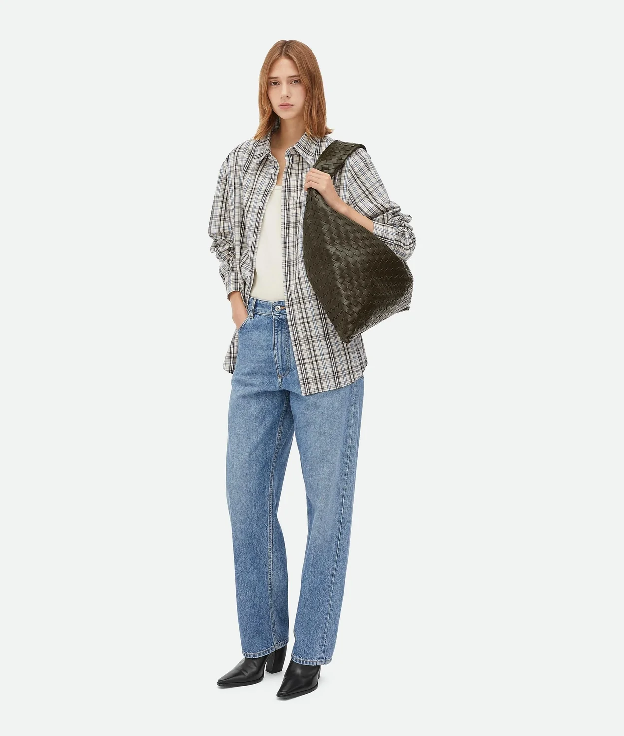 인트레치아토 라지 홉 숄더 백 카키 상세