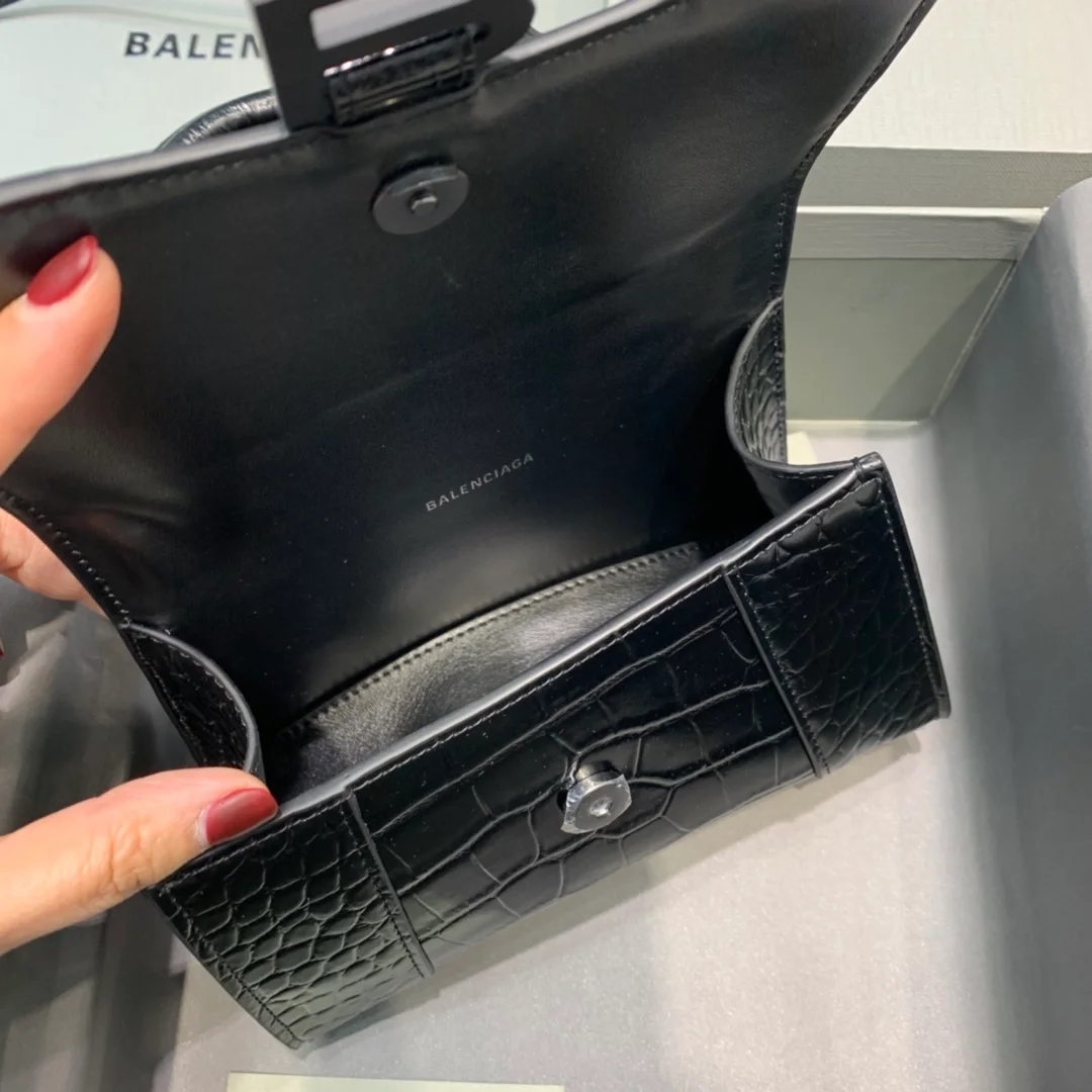 아워글래스 미니 탑 핸들백 블랙 상세