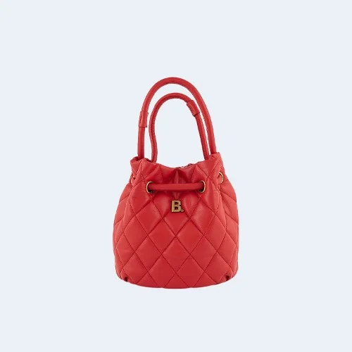 B로고 퀄팅 버킷백 레드