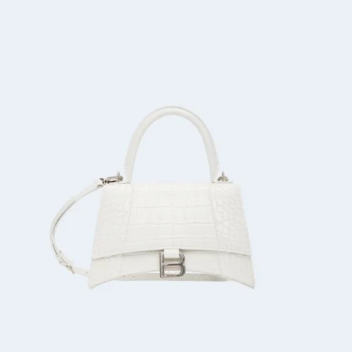 아워글래스 화이트 스몰 핸드백