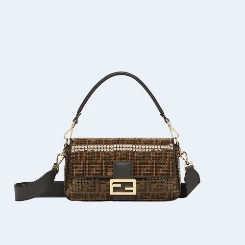 바게트 FF 자카드 시퀸 패브릭 백