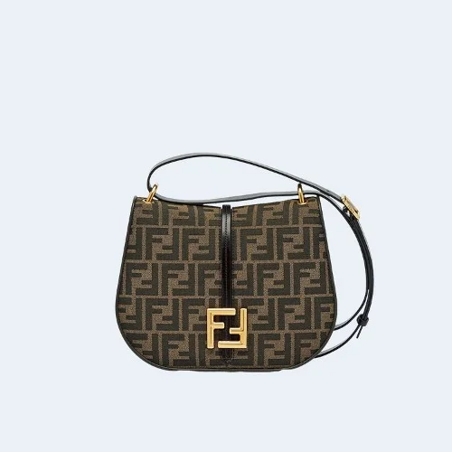 C'MON 미디엄 FF 자카드 패브릭 레더백