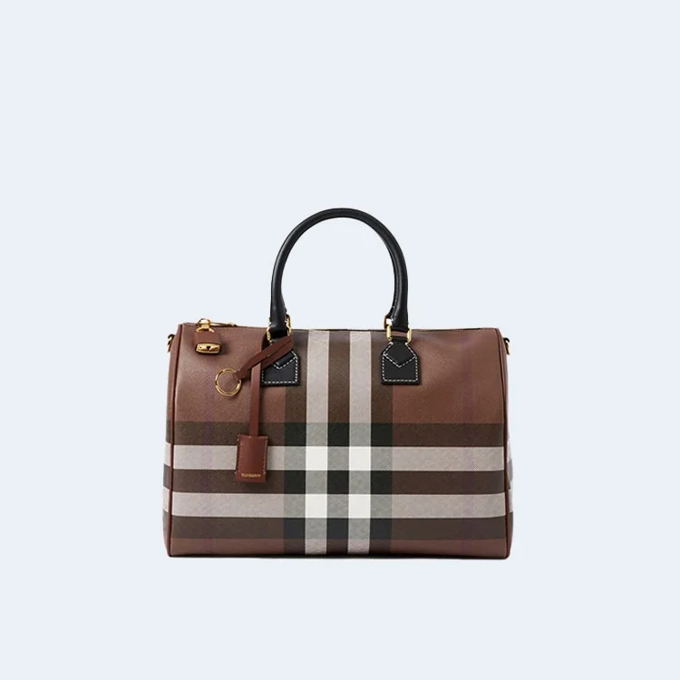 미디엄 체크 볼링백 브라운 (30cm X 21cm X 15cm) 상세