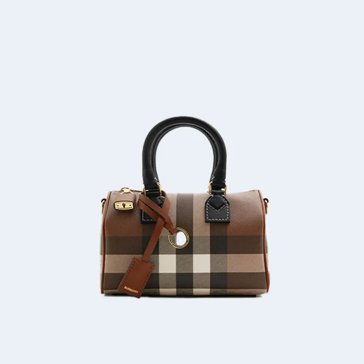 미니 체크 볼링백 브라운 (18.5cm X 12cm X 11cm) 상세