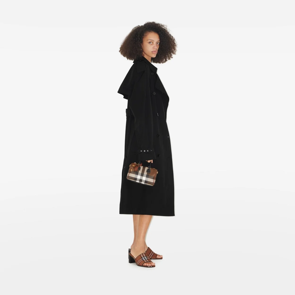 미니 체크 볼링백 브라운 (18.5cm X 12cm X 11cm) 상세