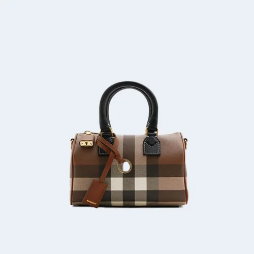 미니 체크 볼링백 브라운 (18.5cm X 12cm X 11cm)