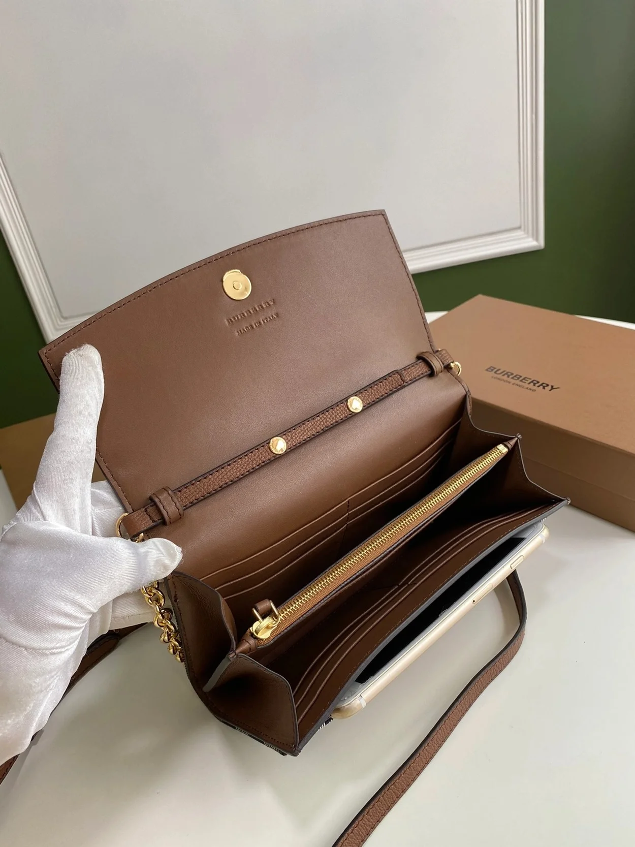 헨리하우스 브라운 체인 크로스백 상세