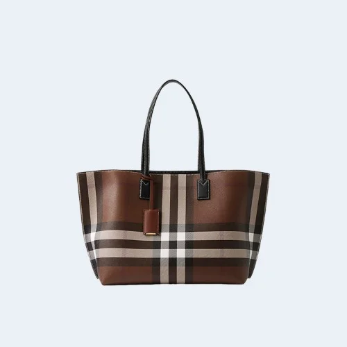 체크 토트 다크 버치 브라운