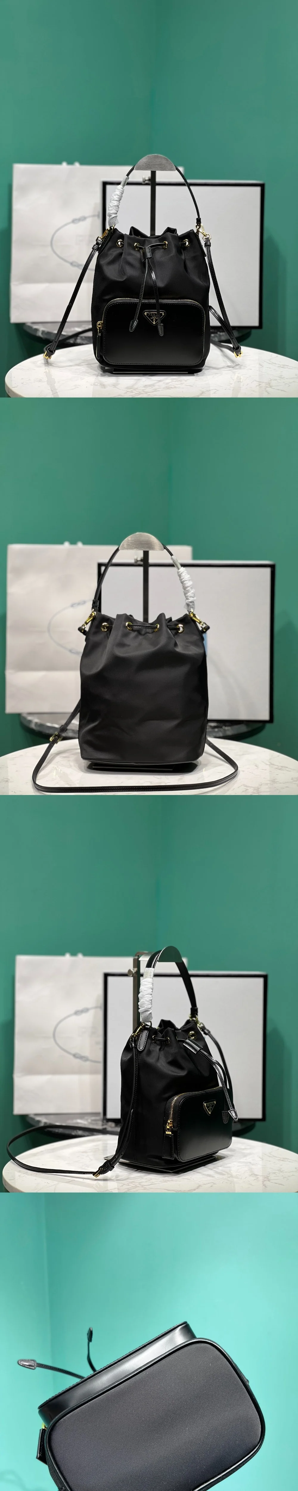 듀엣 리나일론 및 브러쉬드 버킷 백 상세