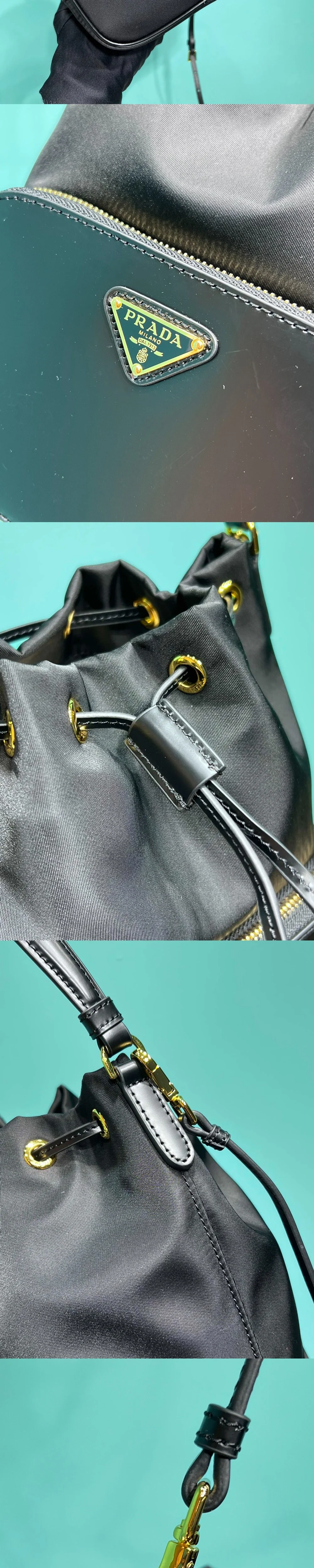 듀엣 리나일론 및 브러쉬드 버킷 백 상세