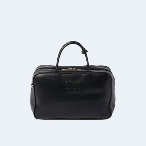 가죽 스트랩 탑 핸들백 블랙