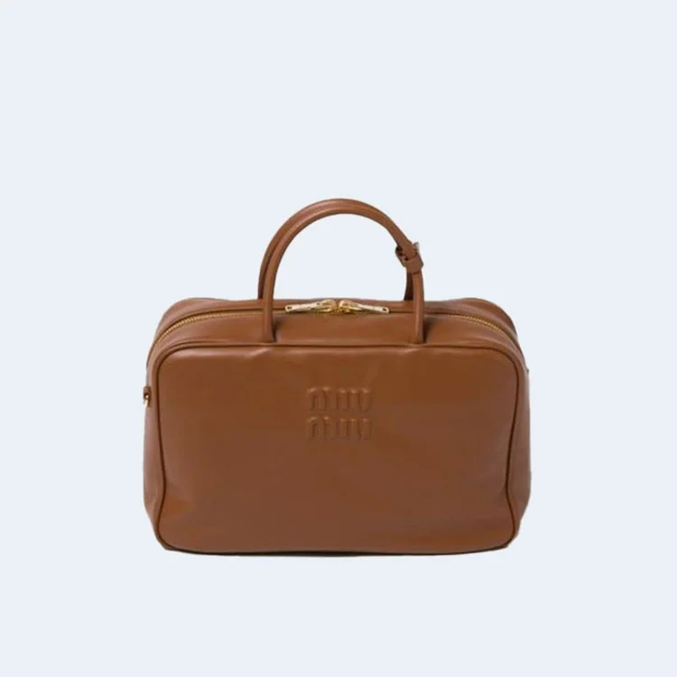 가죽 스트랩 탑 핸들백 브라운 상세