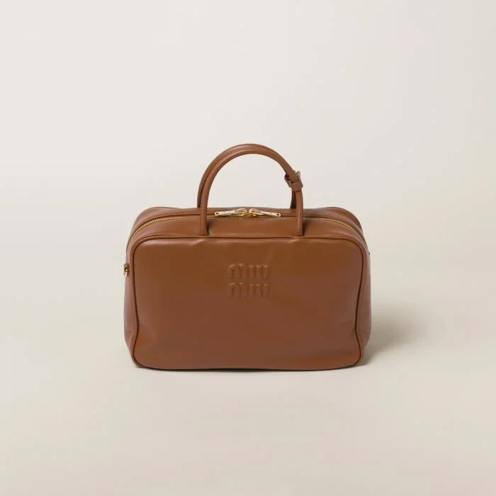 가죽 스트랩 탑 핸들백 브라운 상세