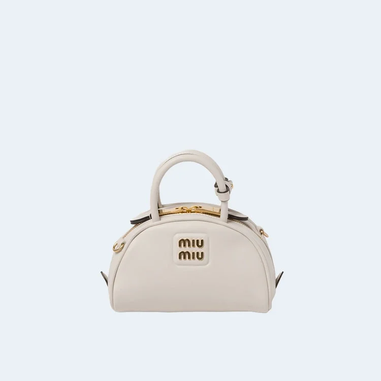 가죽 탑 핸들 미니백 화이트 상세