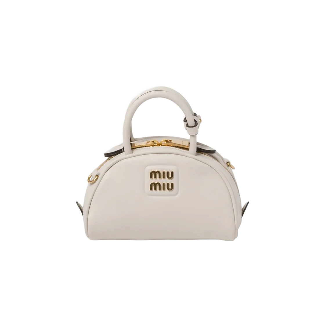 가죽 탑 핸들 미니백 화이트 상세