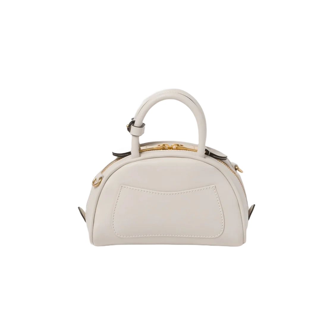 가죽 탑 핸들 미니백 화이트 상세