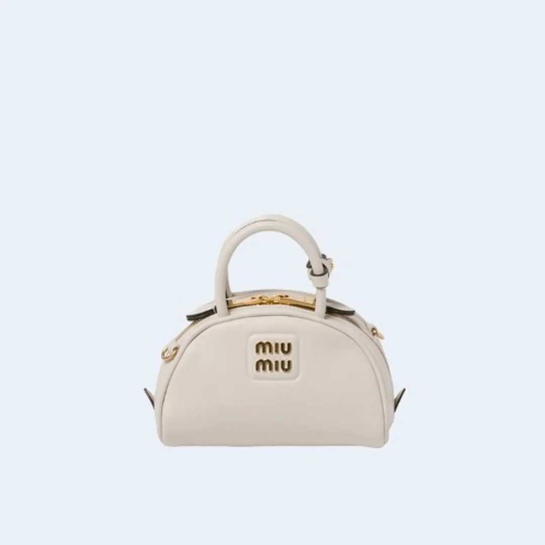 가죽 탑 핸들 미니백 화이트