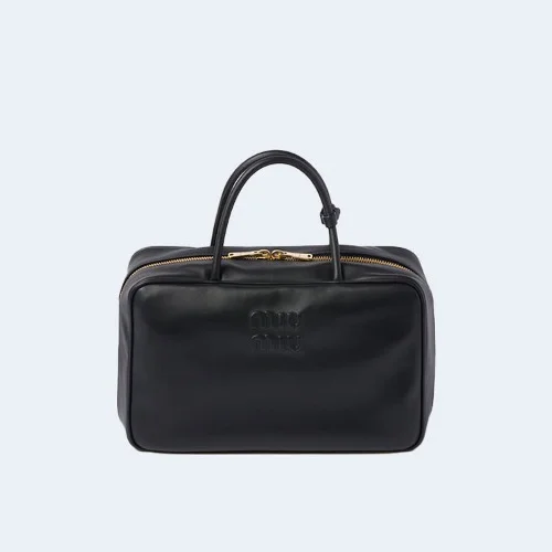 가죽 탑 핸들백 블랙