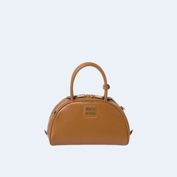 가죽 탑 핸들백 브라운 상세