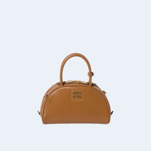 가죽 탑 핸들백 브라운