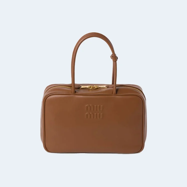 가죽 탑 핸들 숄더백 브라운 상세