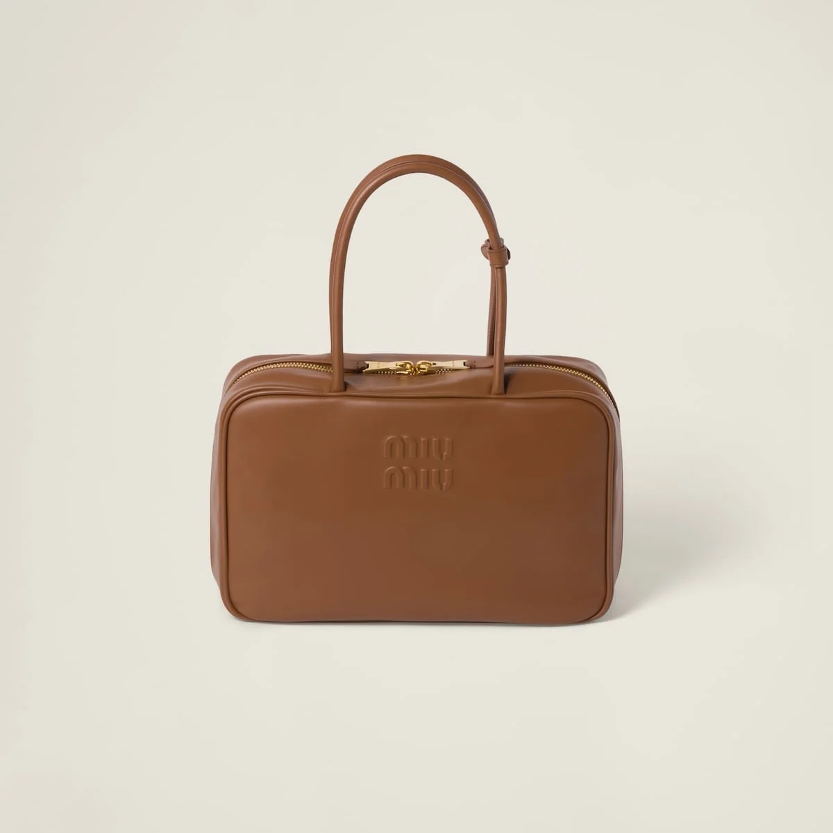 가죽 탑 핸들 숄더백 브라운 상세