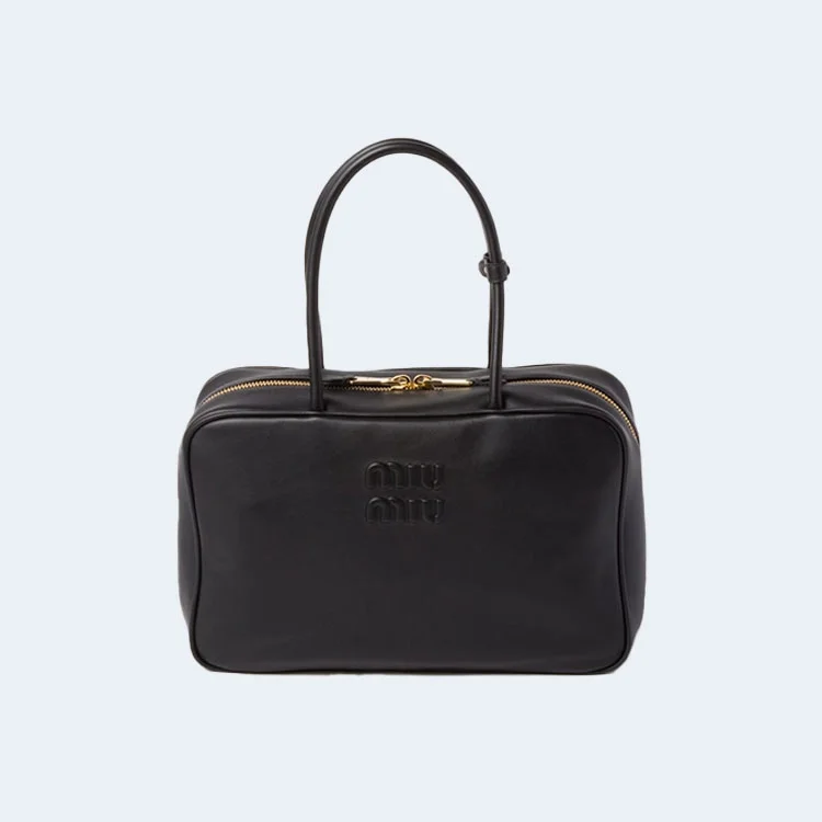 가죽 탑 핸들 숄더백 블랙 상세