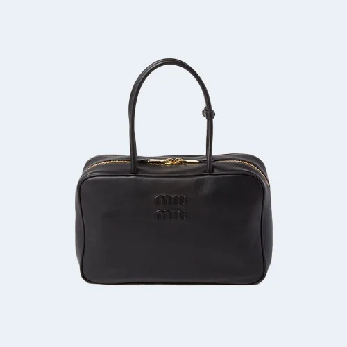 가죽 탑 핸들 숄더백 블랙