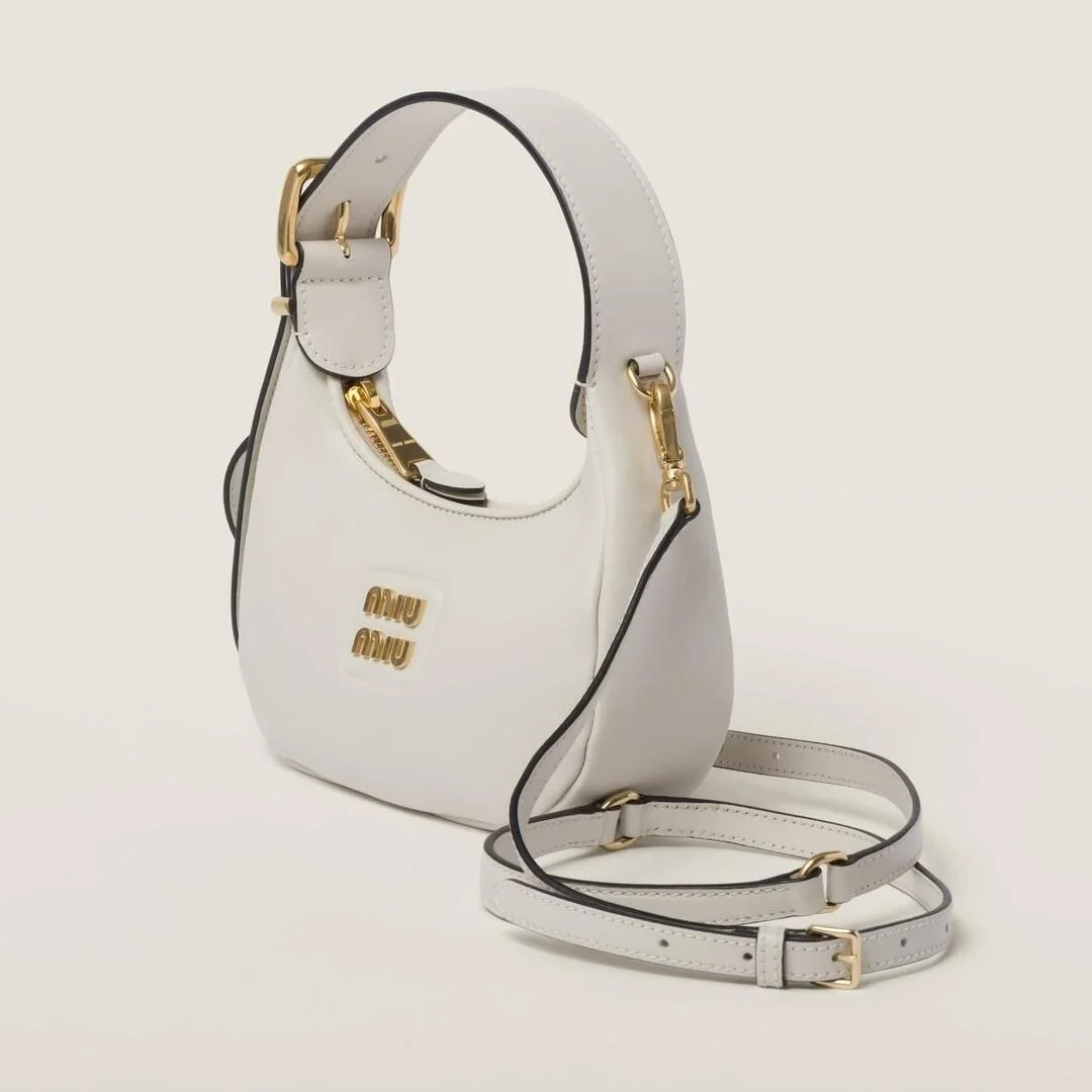 가죽 미니 호보백 화이트 상세