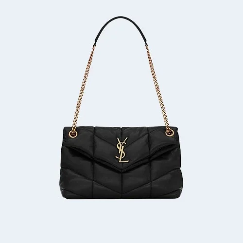 퀼티드 램스킨 퍼퍼 스몰 체인백 블랙