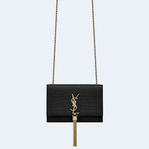 크로커다일 케이트 스몰 태슬백 블랙 골드