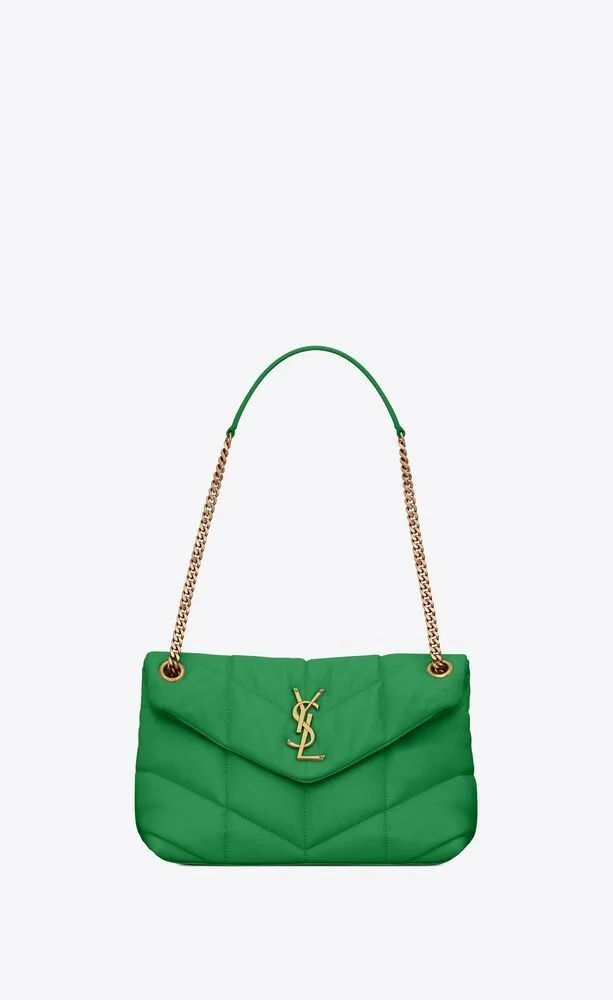 모노그램 PUFFER 레더 숄더백 그린 골드 상세