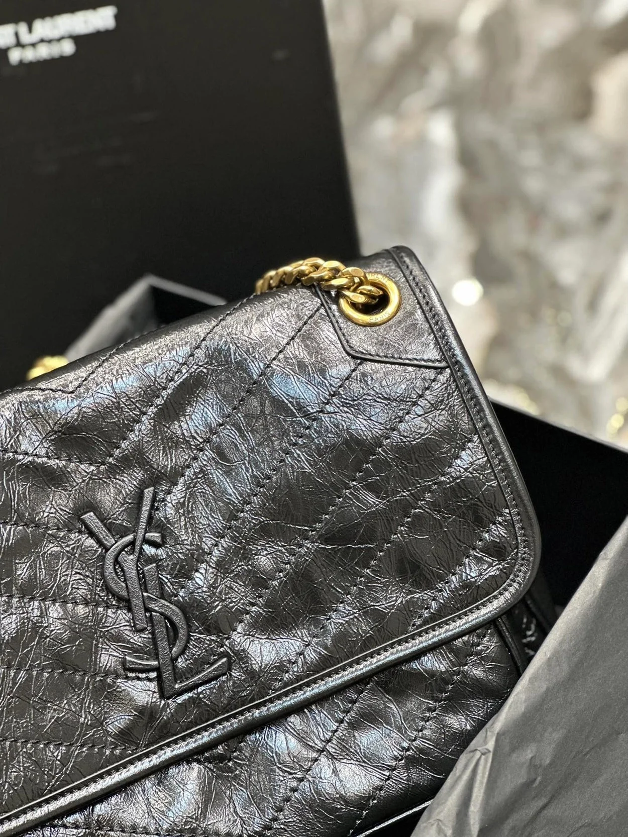 빈티지 니키 미디움백 블랙 (28cm X 20cm X 8.5cm) 상세