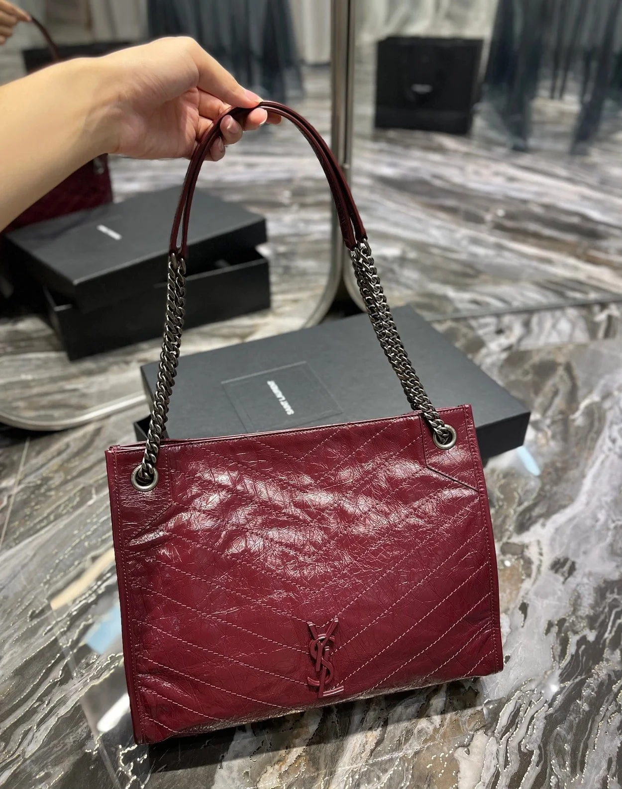 빈티지 니키 쇼퍼백 와인 (33cm X 27cm X 11.5cm) 상세