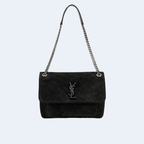 니키 스웨이드 미디움 체인백 블랙