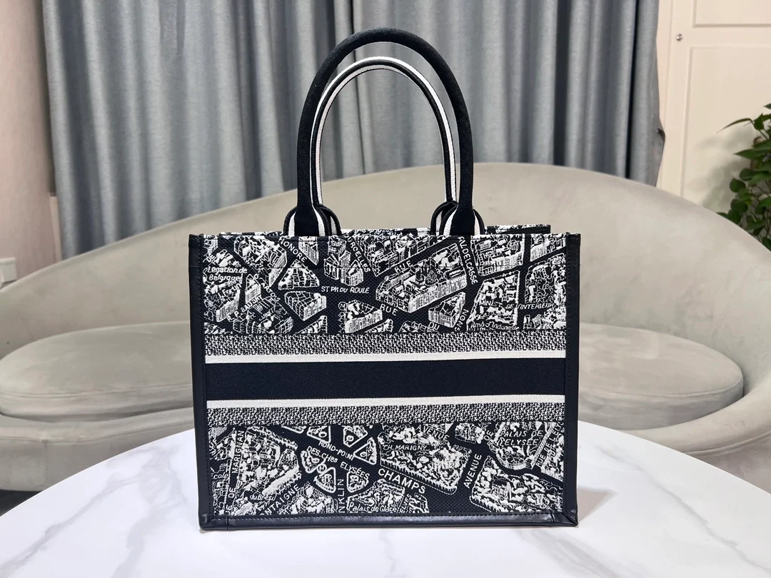 Plan de Paris 북 토트 미디엄 백 블랙 & 화이트 상세