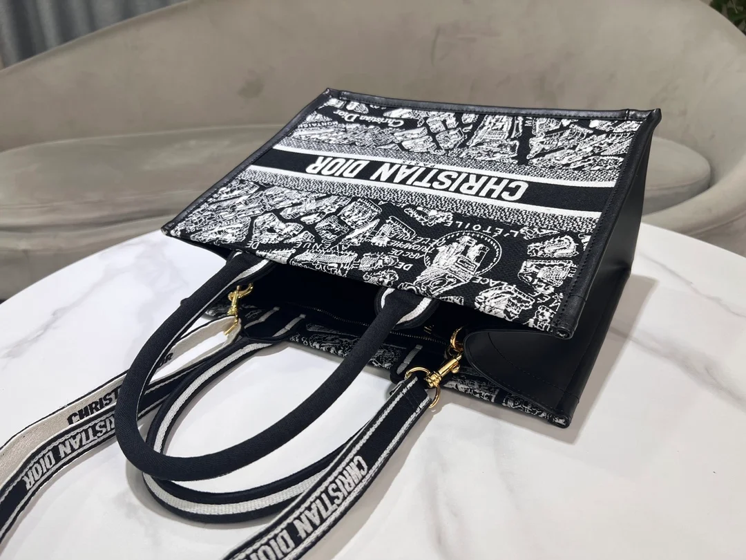 Plan de Paris 북 토트 미디엄 백 블랙 & 화이트 상세