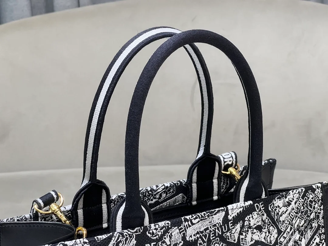 Plan de Paris 북 토트 미디엄 백 블랙 & 화이트 상세