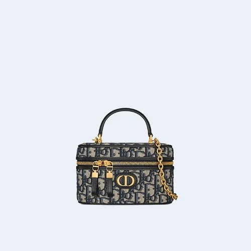 30 몽테인 블루 오블리크 자카드 미니 베니티 케이스