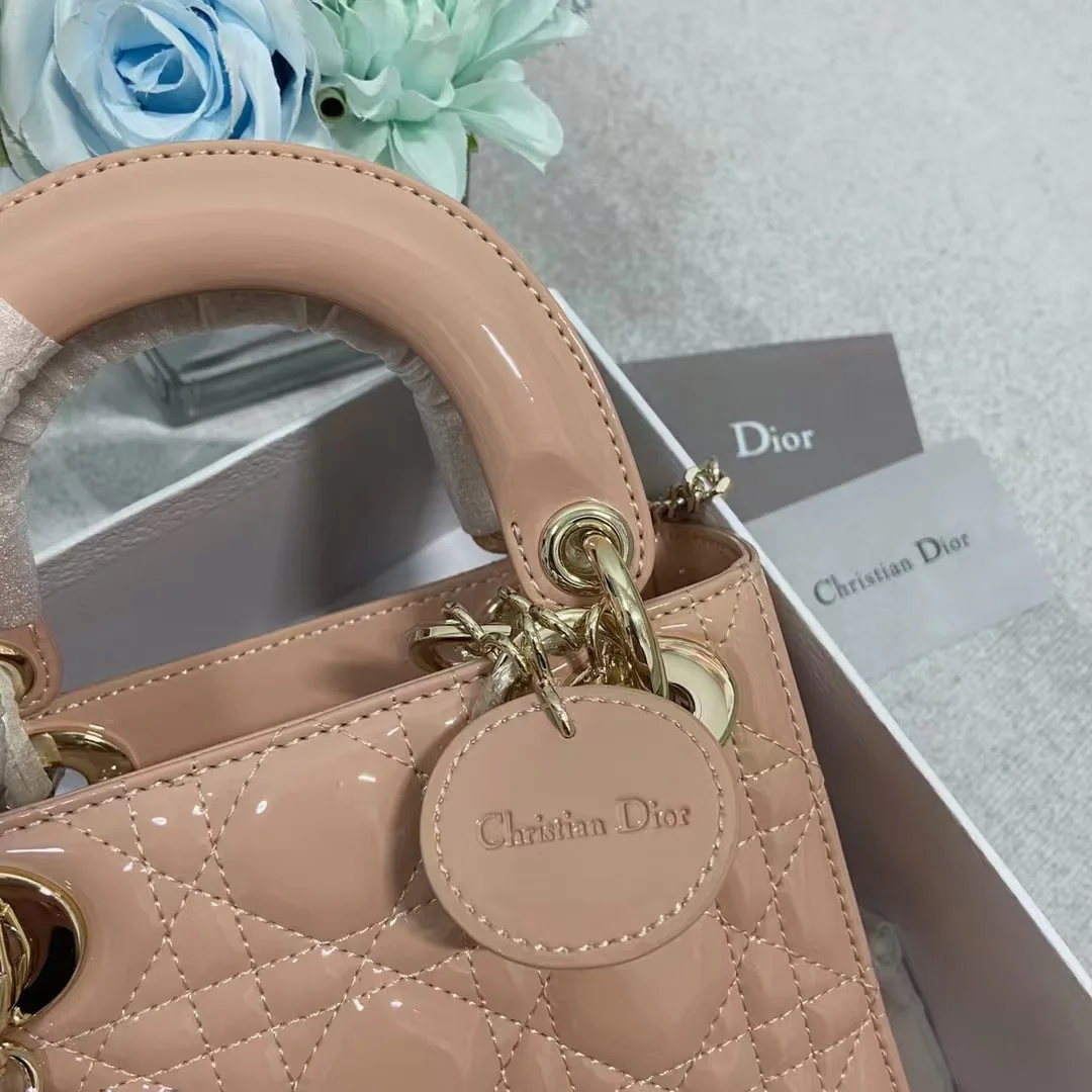 레이디 백 미니 핑크베이지 샴페인골드 유광 상세