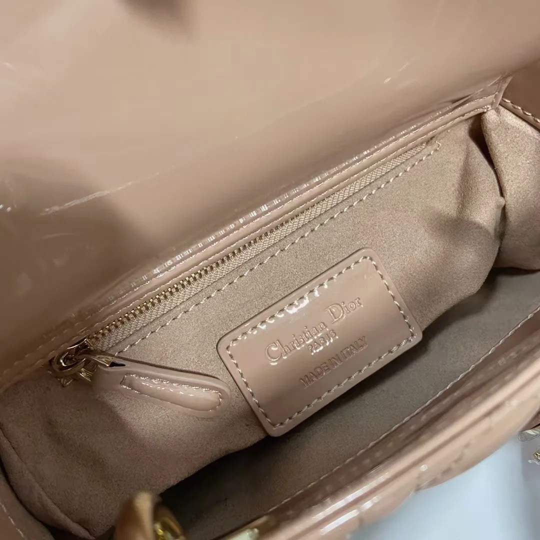 레이디 백 미니 핑크베이지 샴페인골드 유광 상세