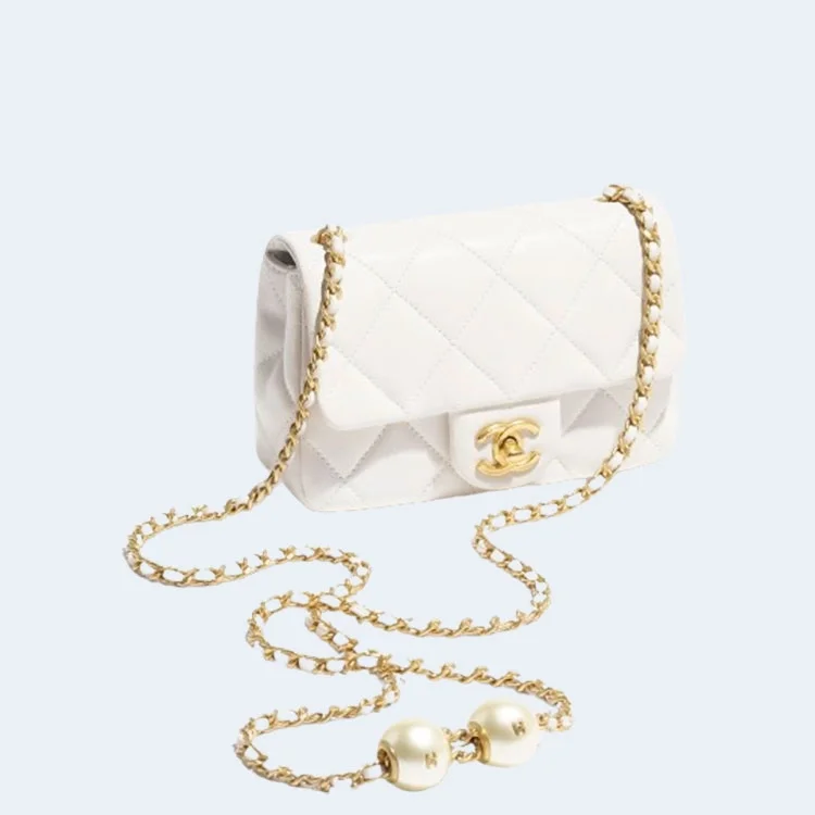 미니 플랩백 화이트 & 골드메탈 상세
