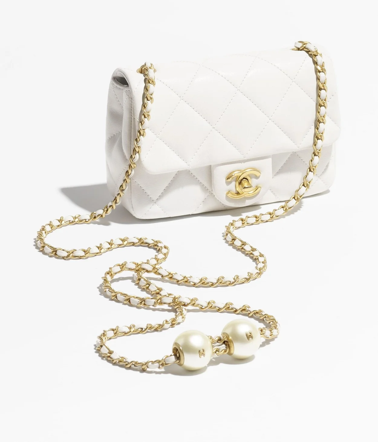 미니 플랩백 화이트 & 골드메탈 상세