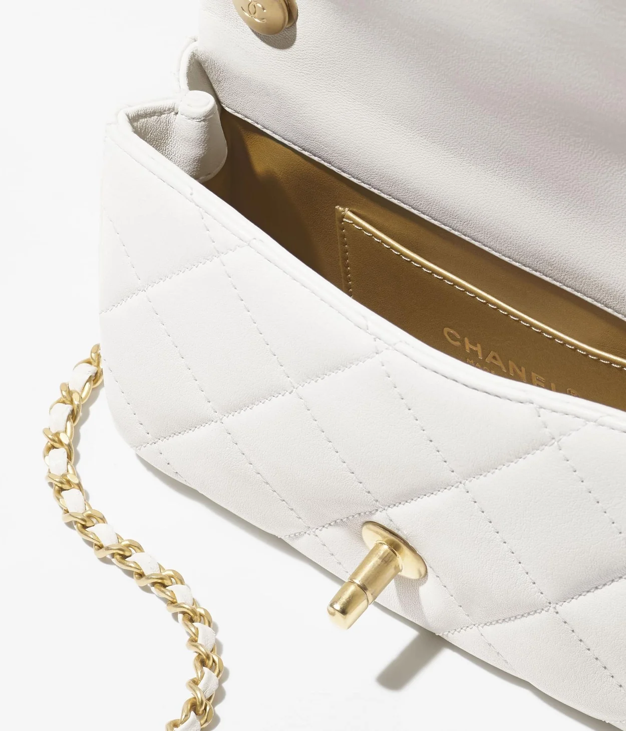 미니 플랩백 화이트 & 골드메탈 상세